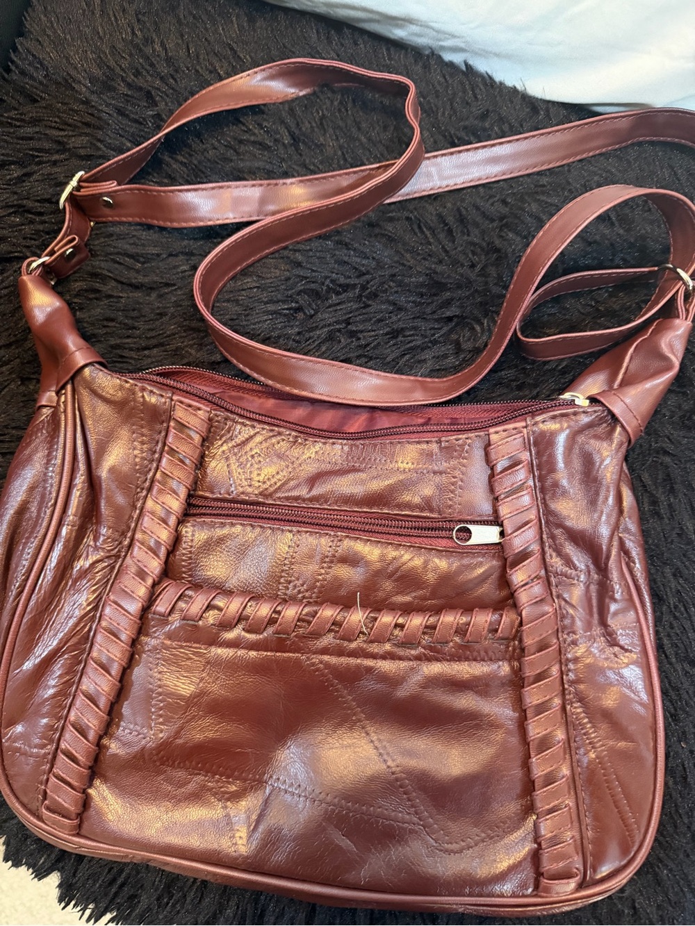 Women's Brown Shoulder Bag with Braided Trim - Stylish Everyday Carry